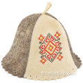 Chapeau sauna en feutre de laine 2 mm chapeau russe blanc